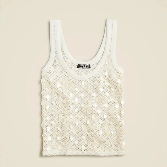 J. Crew Crochet Shell Embroidered Tank Top - Picture 1 of 4